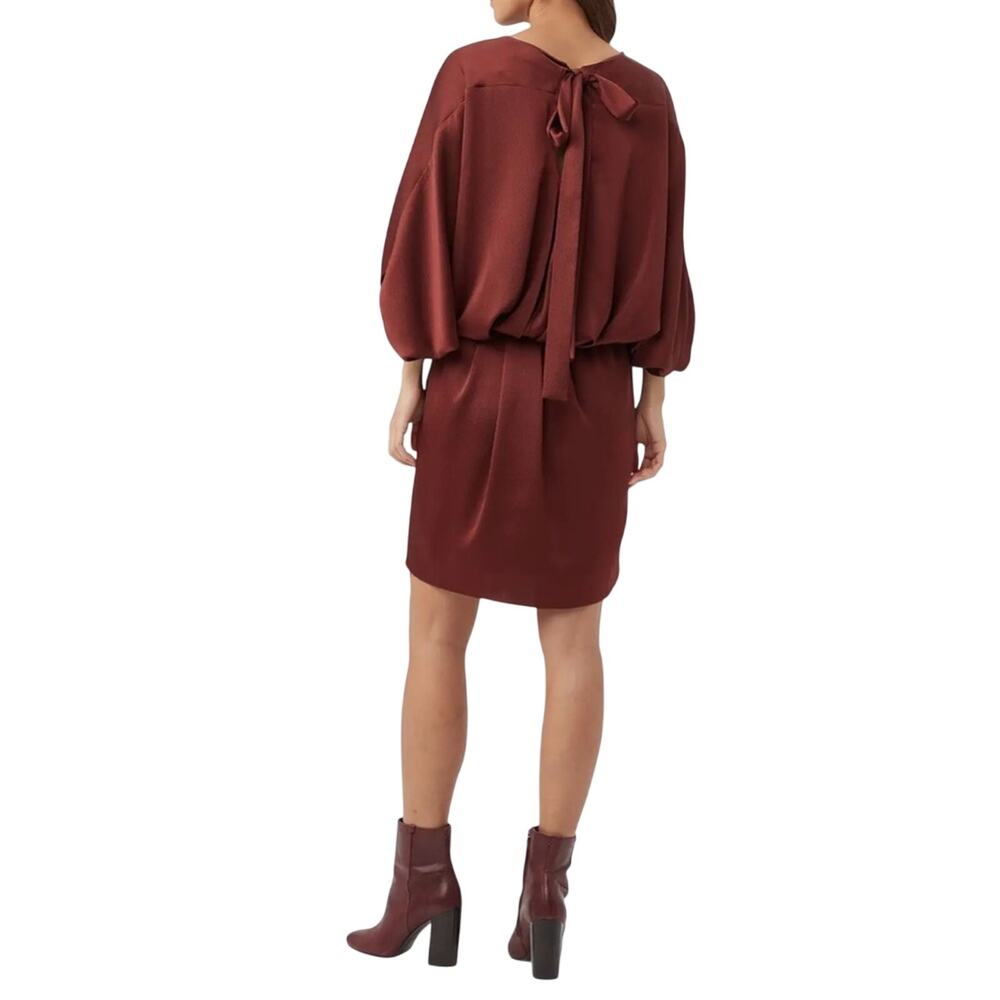 Trina Turk $258 Manhattan Satin Dress in Mahagony Brown Size L - Picture 2 of 6